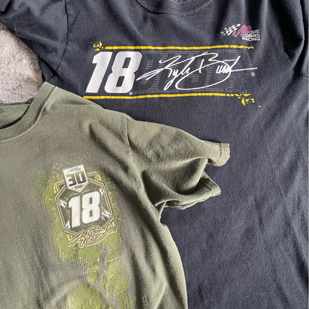 Kyle Busch Joe Gibbs Racing Team Collection Black and green M&Ms T-Shirts Small